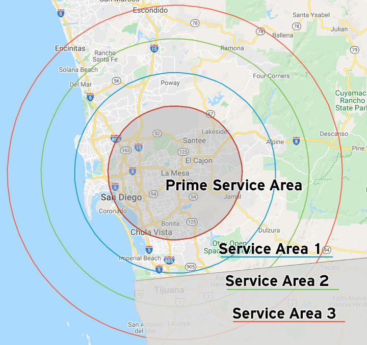 ChiroBus' Area of Service Map